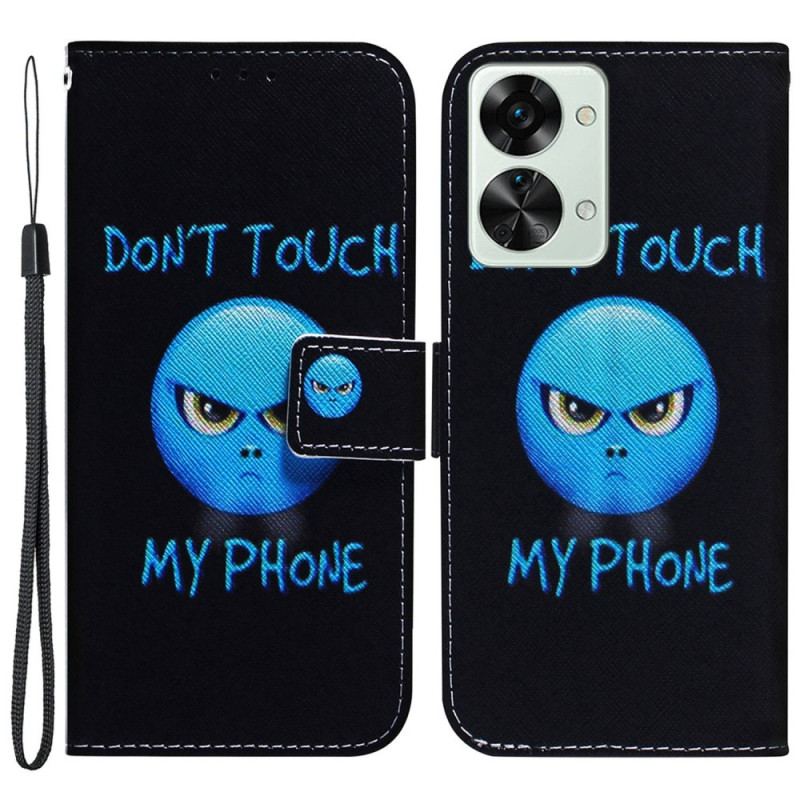 Housse OnePlus Nord 2T 5G Emoji Don't Touch My Phone à Lanière