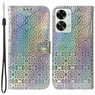 Housse OnePlus Nord 2T 5G Fleurs Géométriques à Lanière