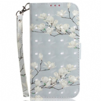 Housse OnePlus Nord 2T 5G Fleurs Magnolia à Lanière