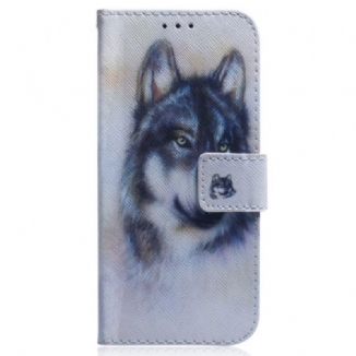 Housse OnePlus Nord 2T 5G Loup Aquarelle à Lanière