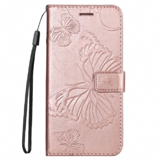 Housse OnePlus Nord 2T 5G Papillons avec Porte-cartes à Lanière