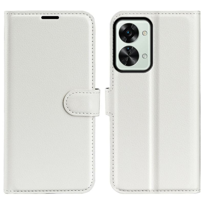 Housse OnePlus Nord 2T 5G Simili Cuir Litchi Classique