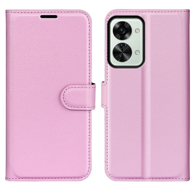 Housse OnePlus Nord 2T 5G Simili Cuir Litchi Classique