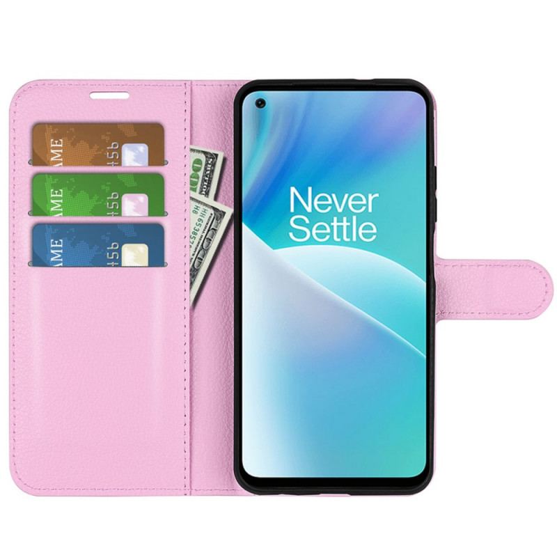 Housse OnePlus Nord 2T 5G Simili Cuir Litchi Classique