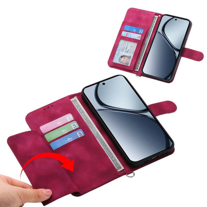 Housse Oppo Reno 13F 4G / 5G / FS 5G Effet Daim Dentelle aec Lanière et Bandoulière