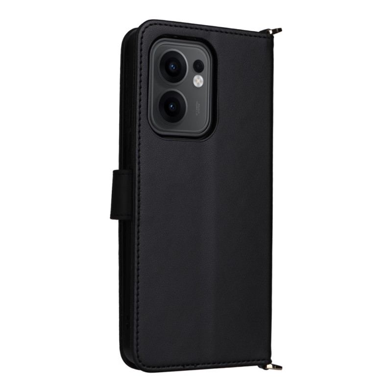 Housse Oppo Reno 13F 4G / 5G / FS 5G Premium Rétro à Bandoulière et Lanière