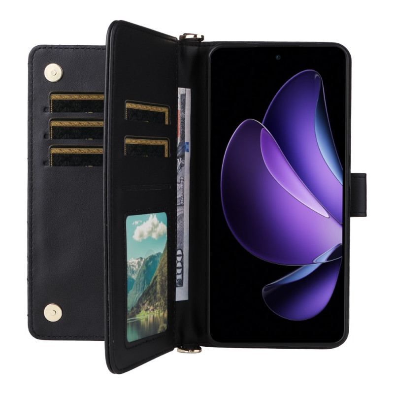 Housse Oppo Reno 13F 4G / 5G / FS 5G Premium Rétro à Bandoulière et Lanière