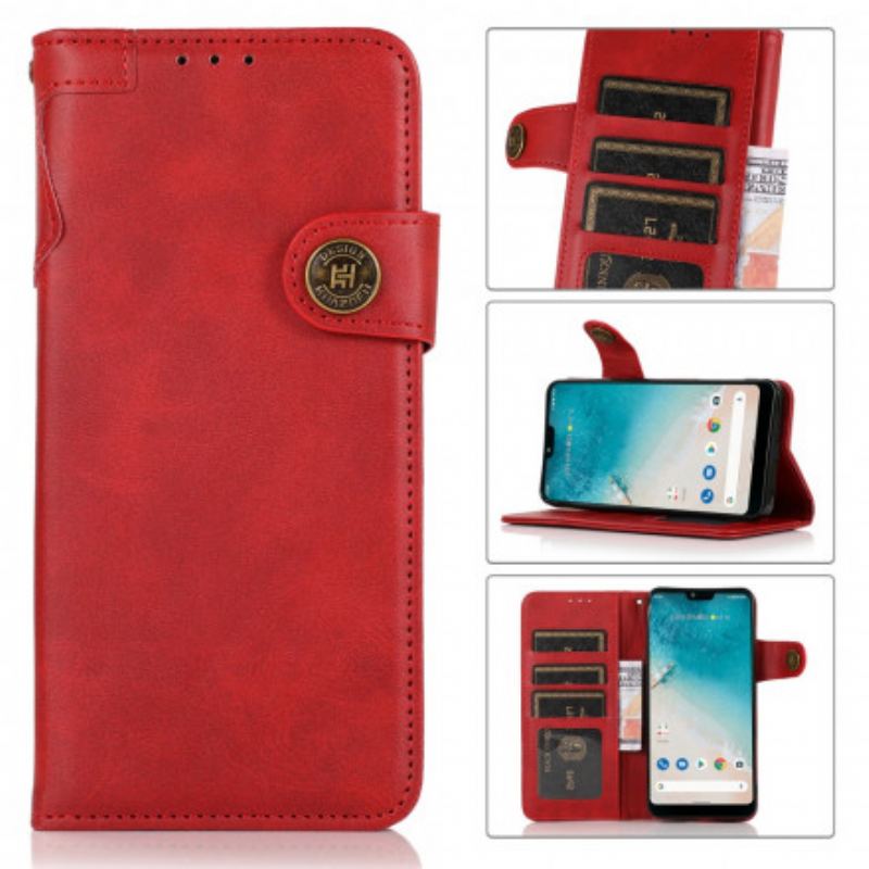 Housse Realme C21 Simili Cuir Bouton KHAZNEH