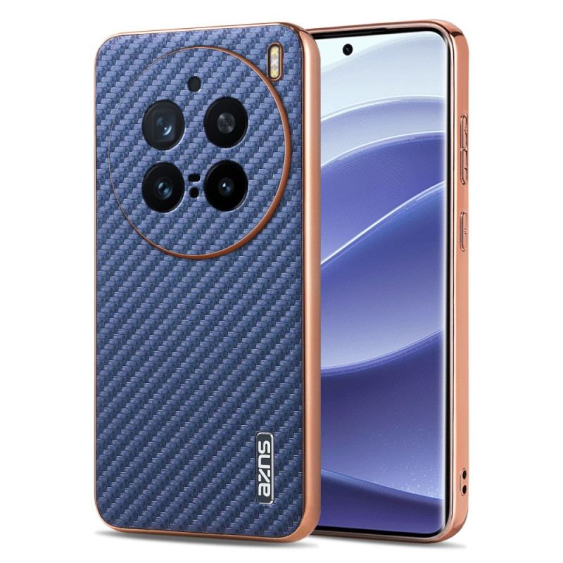 Coque Vivo X200 Pro Fibre de Carbone Portefeuille à Fermeture Éclair
