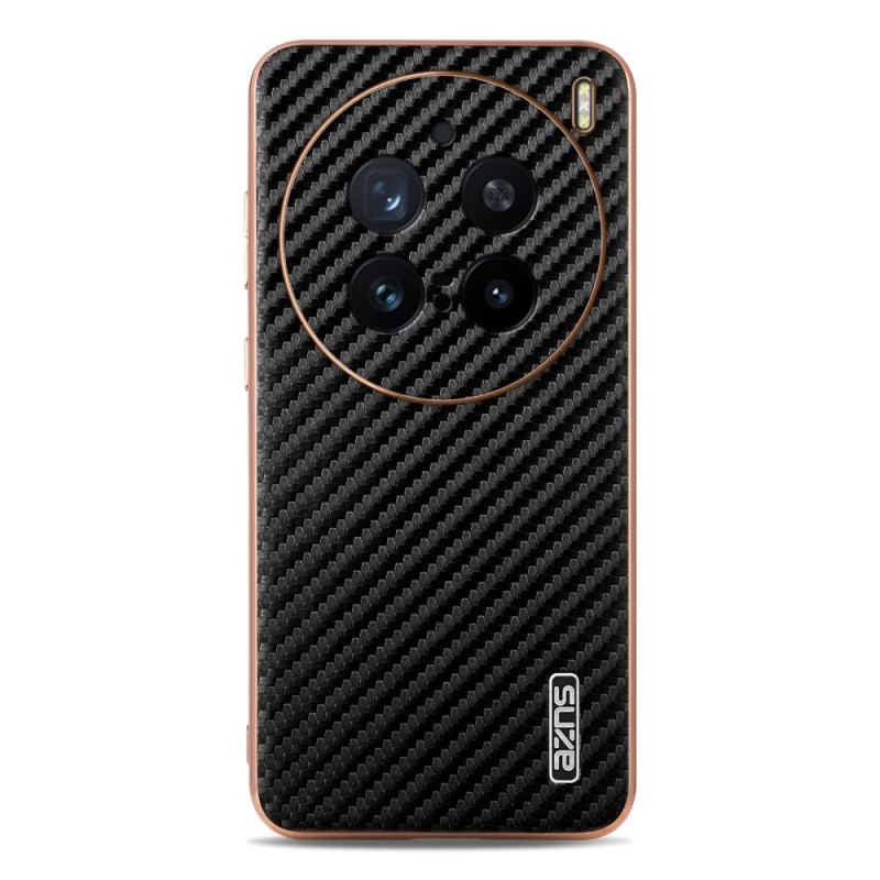 Coque Vivo X200 Pro Fibre de Carbone Portefeuille à Fermeture Éclair