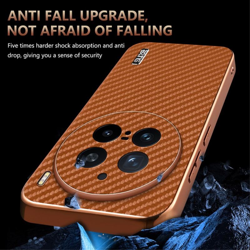 Coque Vivo X200 Pro Fibre de Carbone Portefeuille à Fermeture Éclair