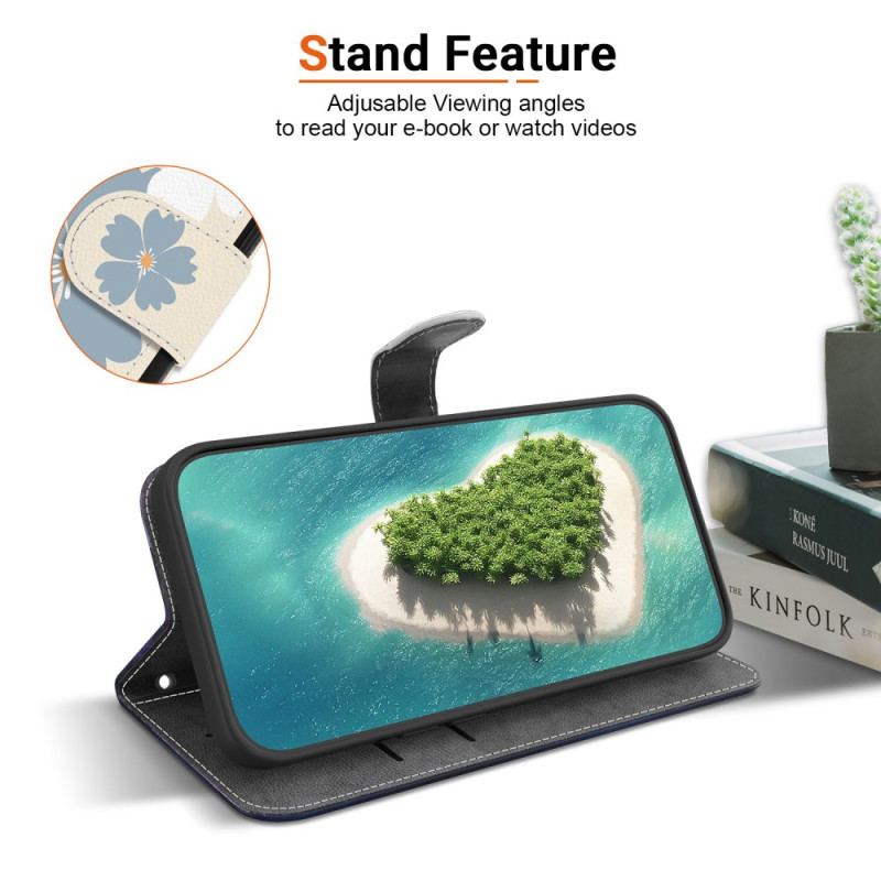 Housse Xiaomi Redmi 15C 4G / 5G / Poco C85 Fleurs Grises et Blanches