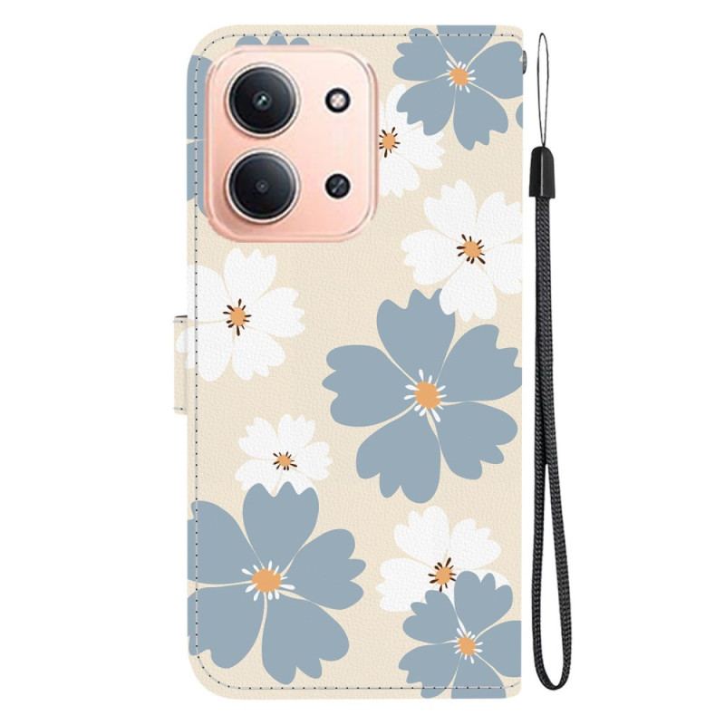 Housse Xiaomi Redmi 15C 4G / 5G / Poco C85 Fleurs Grises et Blanches