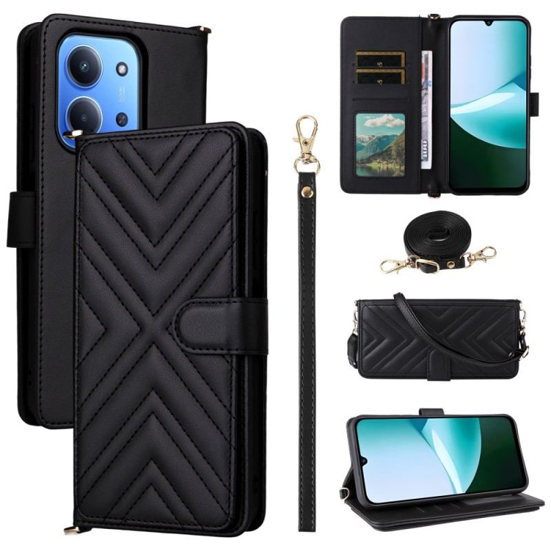 Housse Xiaomi Redmi 15C 5G / 4G / Poco C85 4G Design Matelassé avec Lanière et Bandoulière