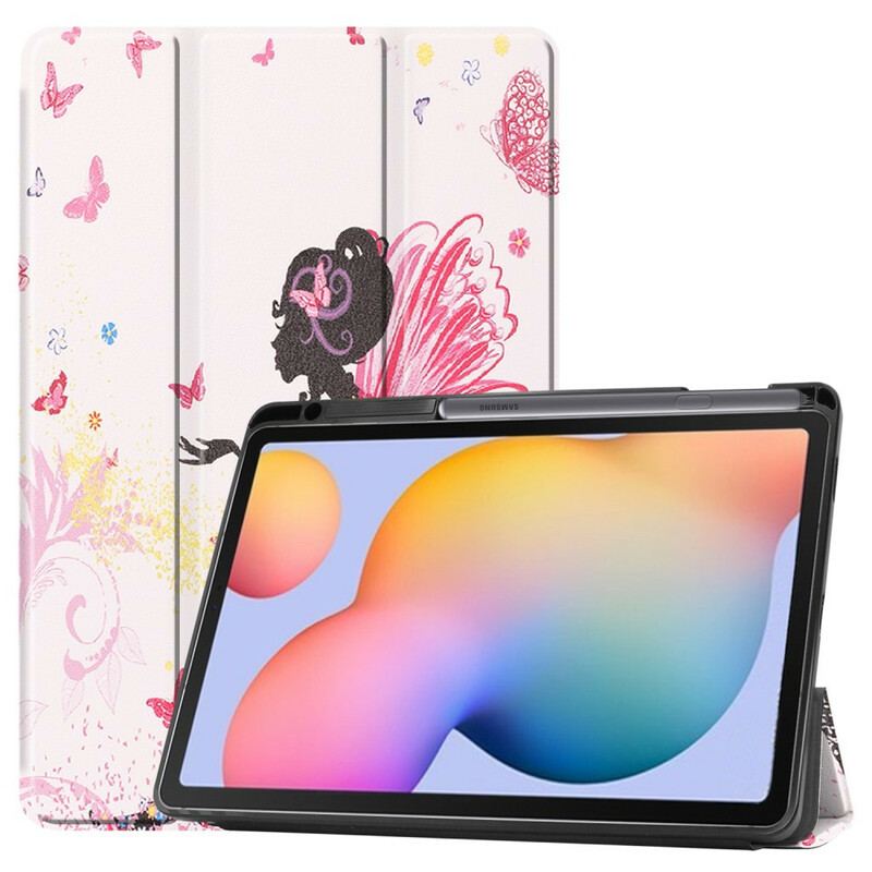 Smart Case Samsung Galaxy Tab S6 Lite Porte-Crayon Fée Florale
