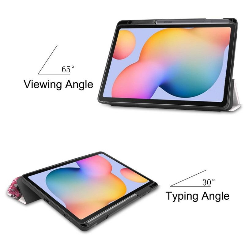 Smart Case Samsung Galaxy Tab S6 Lite Porte-Crayon Fée Florale