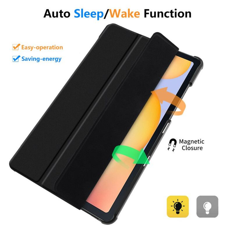 Smart Case Samsung Galaxy Tab S6 Lite Tri Fold Coins Renforcés