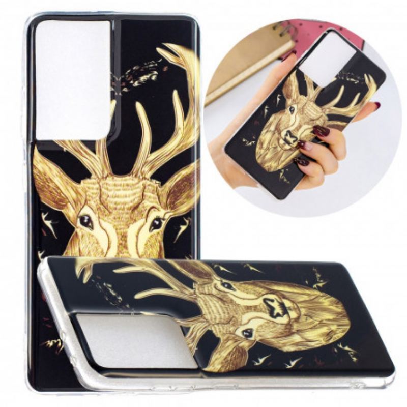 Coque Samsung Galaxy S21 Ultra 5G Cerf Majestueux Fluorescente