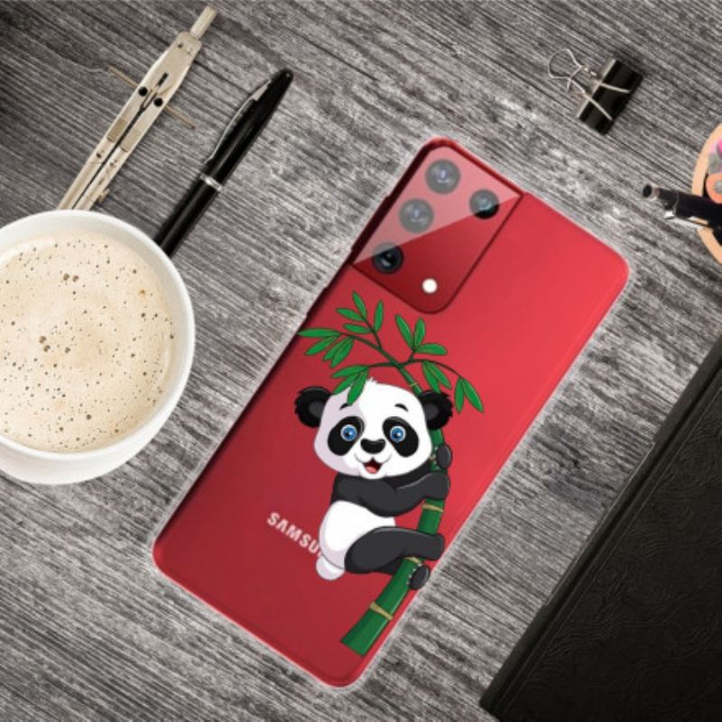 Coque Samsung Galaxy S21 Ultra 5G Panda Sur Le Bambou