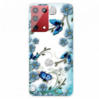 Coque Samsung Galaxy S21 Ultra 5G Papillons et Fleurs Rétros