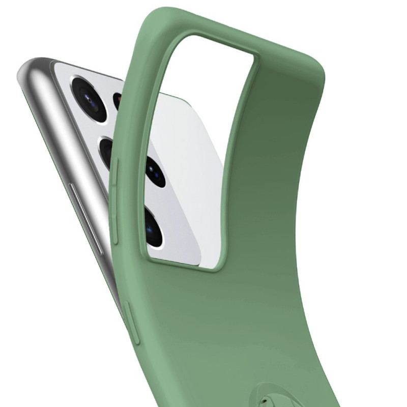 Coque Samsung Galaxy S21 Ultra 5G Silicone Liquide Anneau et Lanière