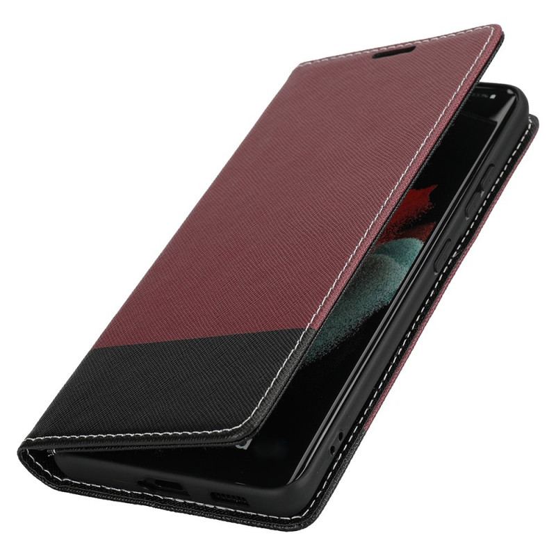 Flip Cover Samsung Galaxy S21 ultra 5G Simili Cuir Bicolore Texturée