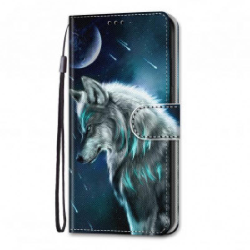 Housse Samsung Galaxy S21 Ultra 5G Loup Sous une Pluie d'Étoiles