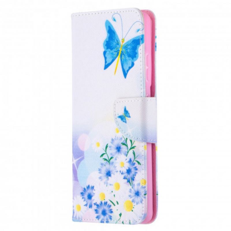 Housse Samsung Galaxy S21 Ultra 5G Papillons et Fleurs Peints