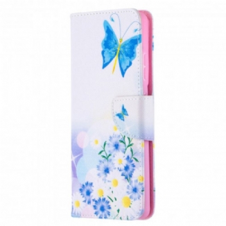 Housse Samsung Galaxy S21 Ultra 5G Papillons et Fleurs Peints