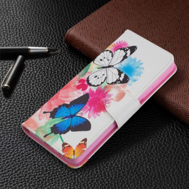 Housse Samsung Galaxy S21 Ultra 5G Papillons et Fleurs Peints