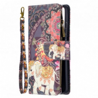 Housse Samsung Galaxy S21 Ultra 5G Poche Zippée Éléphant