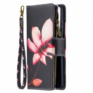 Housse Samsung Galaxy S21 Ultra 5G Poche Zippée Fleur