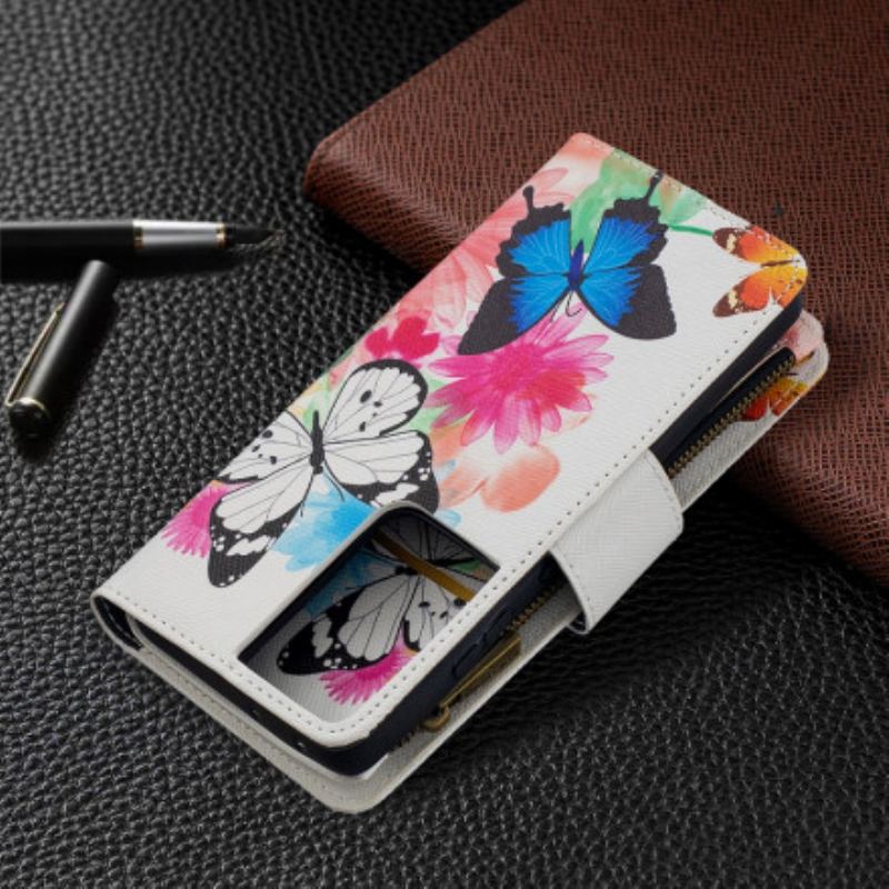 Housse Samsung Galaxy S21 Ultra 5G Poche Zippée Papillons