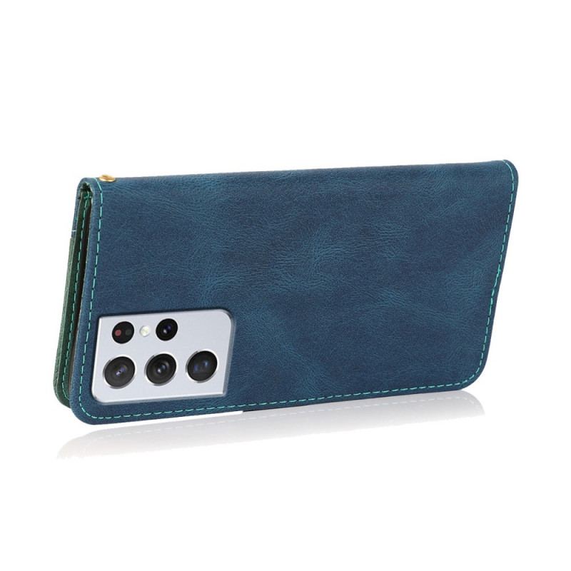 Housse Samsung Galaxy S21 Ultra 5G Simili Cuir Bicolore Triangle