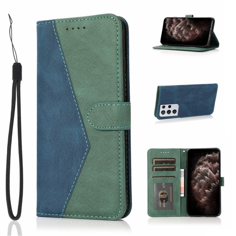 Housse Samsung Galaxy S21 Ultra 5G Simili Cuir Bicolore Triangle