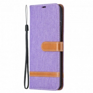 Housse Samsung Galaxy S21 Ultra 5G Tissu et Effet Cuir à Lanière