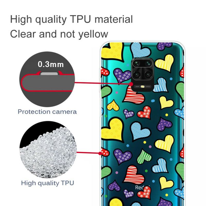 Coque Xiaomi Redmi Note 9S / Redmi Note 9 Pro Coeurs Multicolors