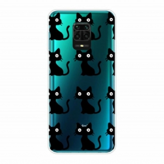 Coque Xiaomi Redmi Note 9S / Redmi Note 9 Pro Multiples Chats Noirs