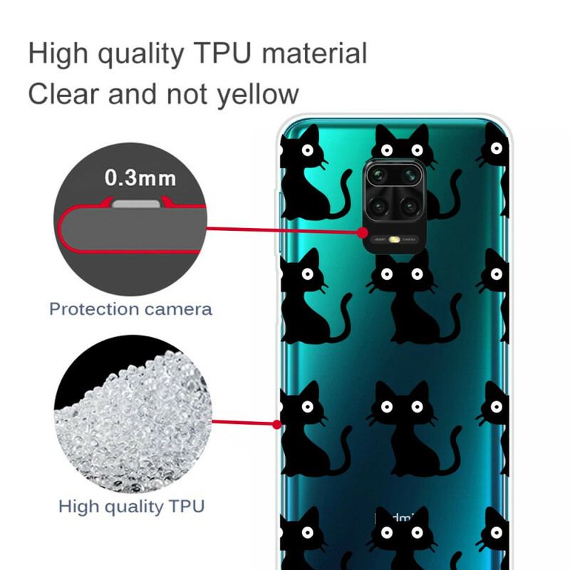 Coque Xiaomi Redmi Note 9S / Redmi Note 9 Pro Multiples Chats Noirs