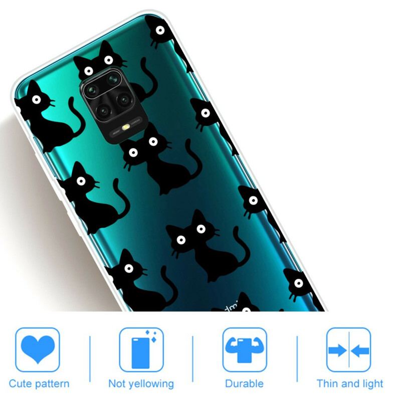 Coque Xiaomi Redmi Note 9S / Redmi Note 9 Pro Multiples Chats Noirs