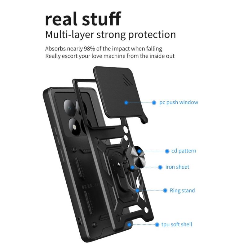 Coque Xiaomi Redmi Note 15 Pro 5G Protection Caméra Coulissante et Support