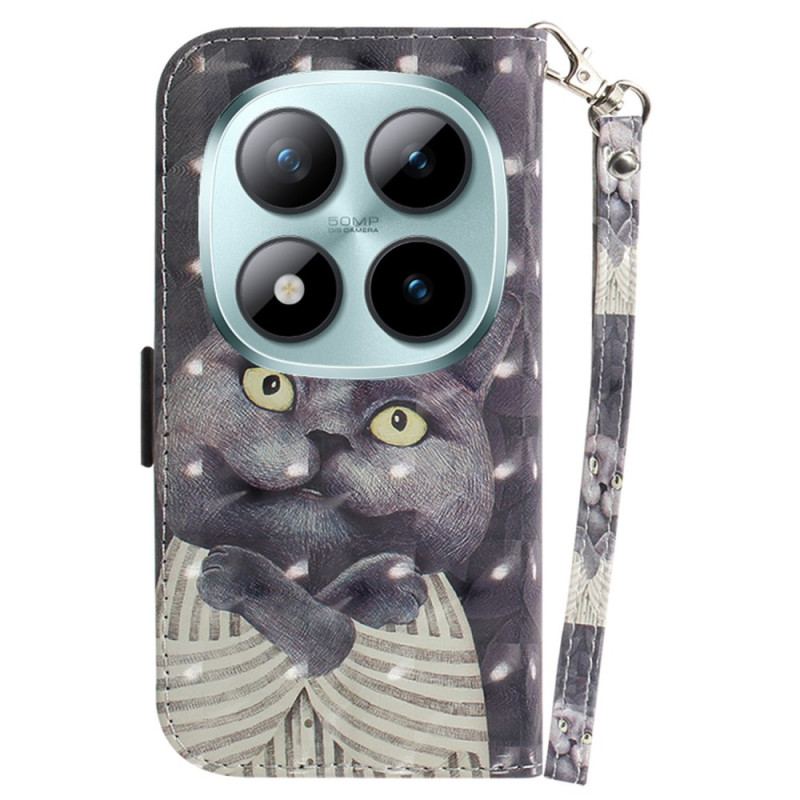 Housse Xiaomi Redmi Note 15 Pro 5G Chat Gris à Lanière