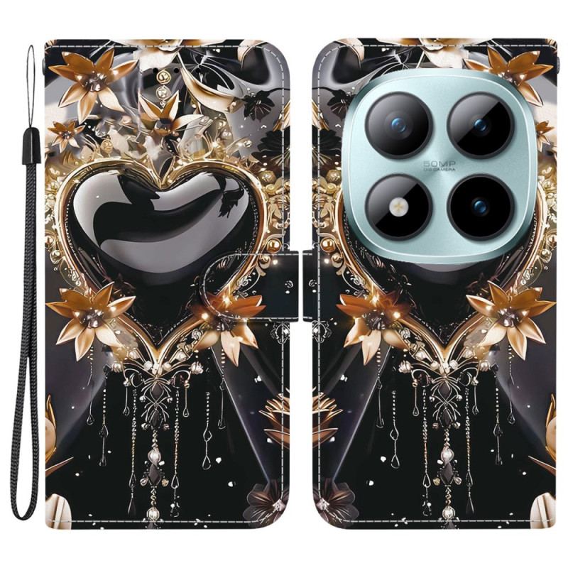 Housse Xiaomi Redmi Note 15 Pro 5G Cœur Noir et Or
