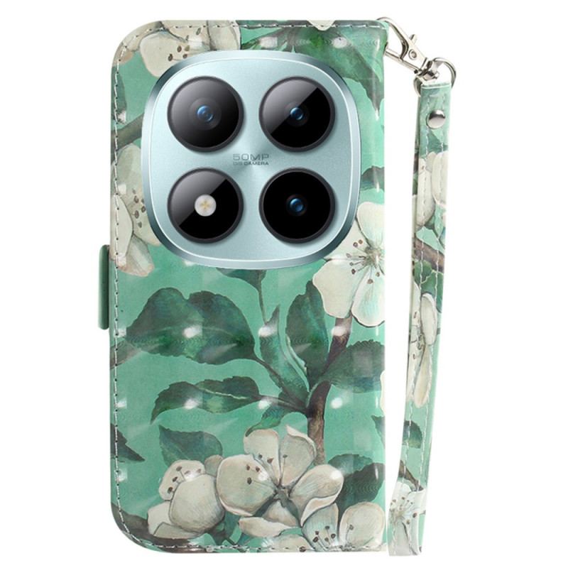 Housse Xiaomi Redmi Note 15 Pro 5G Fleurs Aquarelle à Lanière