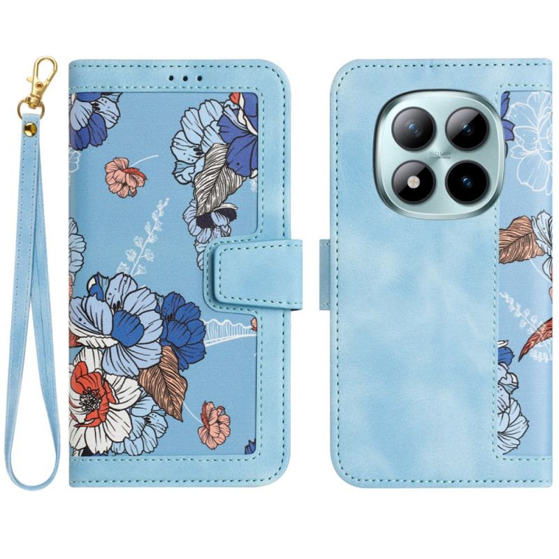 Housse Xiaomi Redmi Note 15 Pro 5G Motif Floral avec Lanière