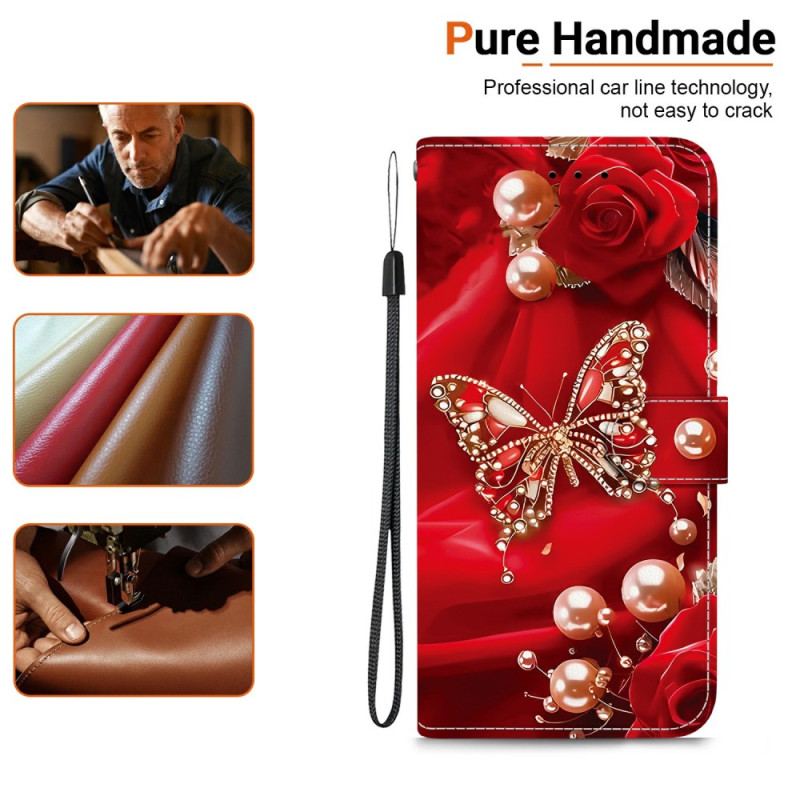 Housse Xiaomi Redmi Note 15 Pro 5G Papillon Rose Nacré