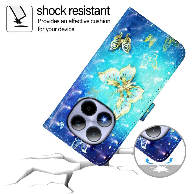 Housse Xiaomi Redmi Note 15 Pro 5G Papillons Dorés