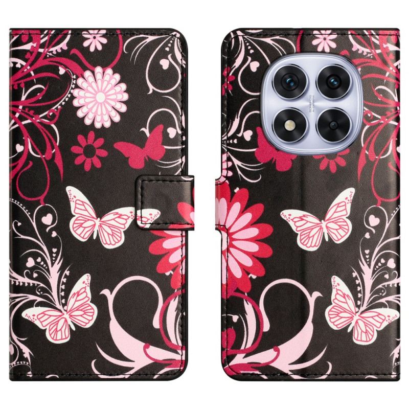 Housse Xiaomi Redmi Note 15 Pro 5G Papillons sur Fond Noir