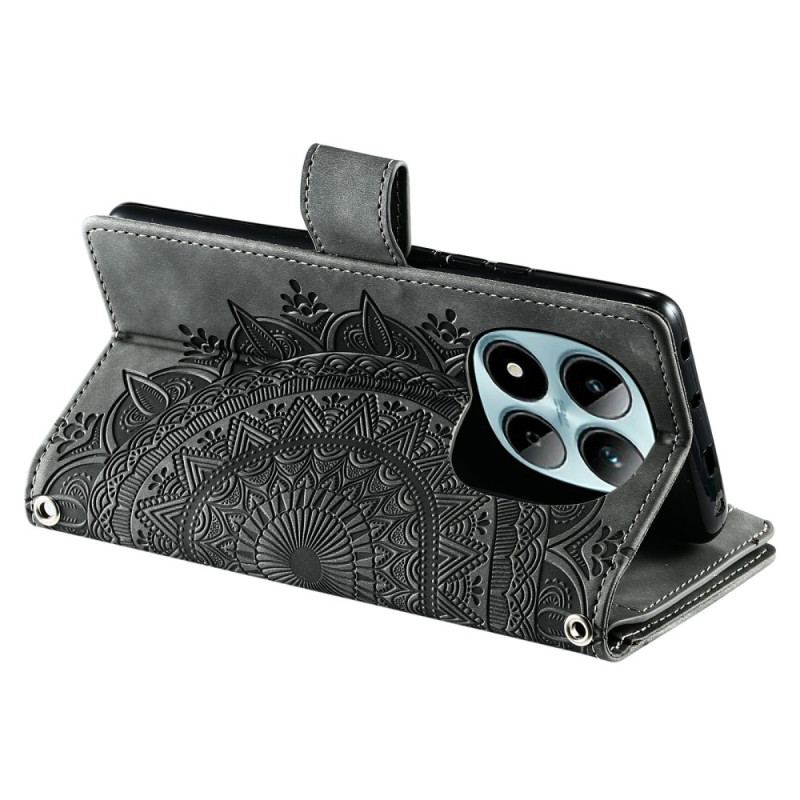 Housse Xiaomi Redmi Note 15 Pro 5G Portefeuille Effet Daim Fleur Mandala