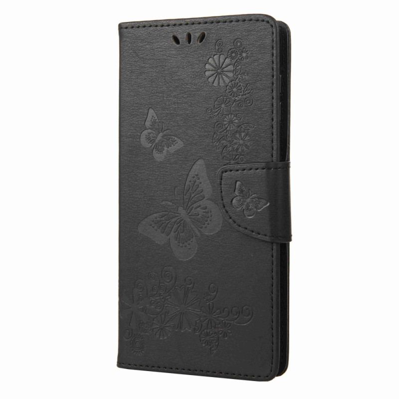 Housse Samsung Galaxy A14 5G / A14 Splendides Papillons à Lanière